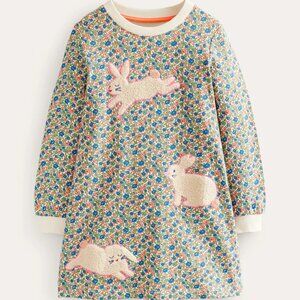 NWOT Mini Boden Appliqué Sweatshirt Dress (Sample)